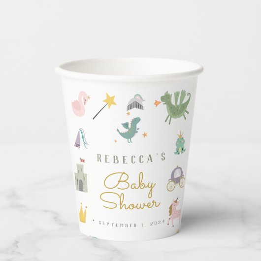 Sprookje Leuk Dragon Baby shower Papieren Bekers (Voorkant)