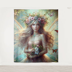 Sprookje met bloemen wandkleed