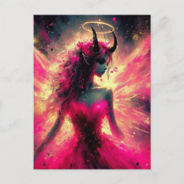 Sprookje met hoorns die haar Halo omhoog houden in Briefkaart