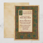 Sprookje Middeleeuws Verlicht Manuscript Bruiloft Kaart (Voorkant / Achterkant)