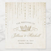 Sprookje Mousserende Wijn Gouden Kroon Bruiloft Wijn Etiket (Enkel label)