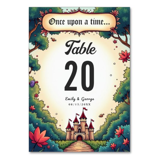 Sprookje Once Upon A Time Castle Woodland Wedding Kaart (Voorkant)