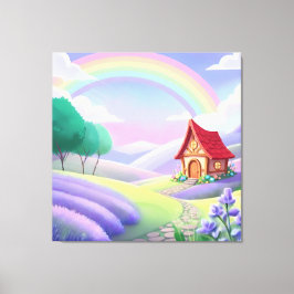 Sprookje onder de regenboog canvas afdruk