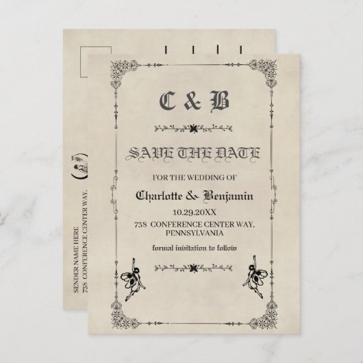  sprookje op de bruiloft aankondigingskaart (Voorkant / Achterkant)