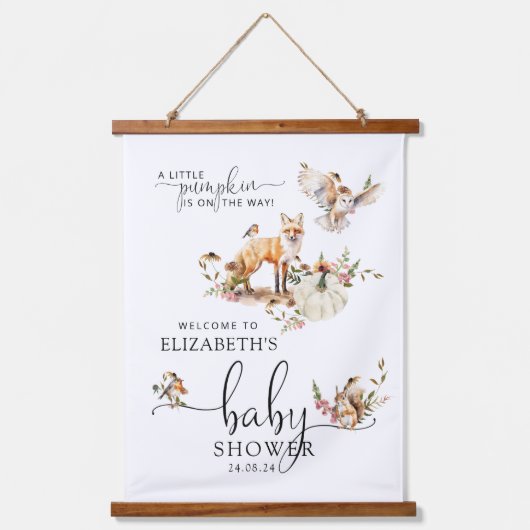 Sprookje Pompoen Herfst Baby shower Welkom Hangend Wandkleed (Voorkant)