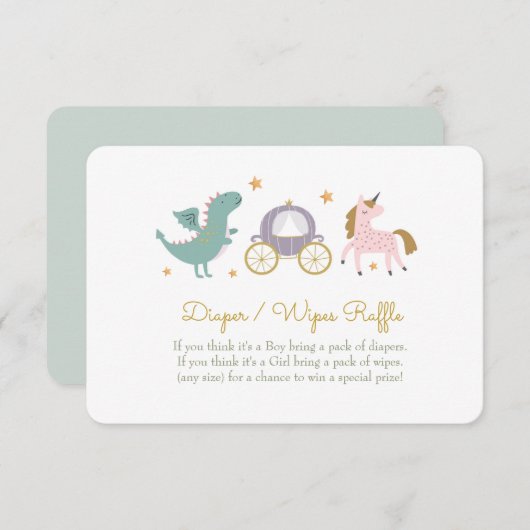 Sprookje Prinses Luier / Wipes Raffle Kaart (Voorkant / Achterkant)