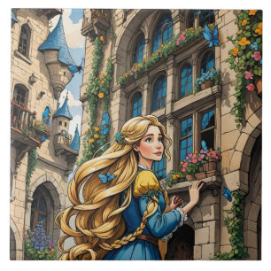 Sprookje - Rapunzel. Mooi goudkleurig haar Tegeltje