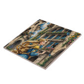 Sprookje - Rapunzel. Mooi goudkleurig haar Tegeltje (Zijkant)