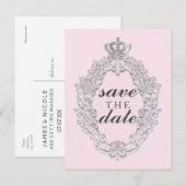 Sprookje  Roze Prinses SAVE DATE Briefkaart (Voorkant / Achterkant)