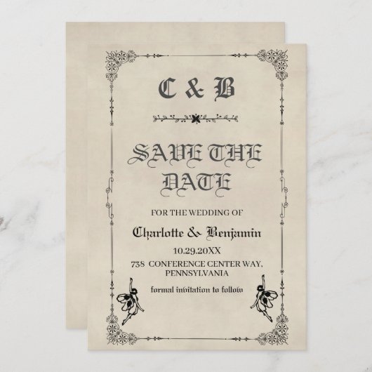  sprookje Smerybook Weddenschap Bewaar de datum Save The Date (Voorkant / Achterkant)