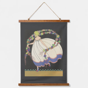 Sprookje stoeien met bloemen hangend wandkleed