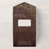 Sprookje thema gouden kasteel op leer all in one uitnodiging (Buitenkant)