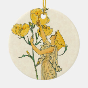Sprookje uit het verleden, teunisbloem, Walter Cra Keramisch Ornament