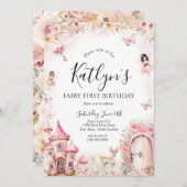 Sprookje Verjaardag uitnodiging, betoverde tuin ui Kaart (Voorkant / Achterkant)