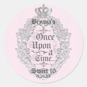 Sprookje Vintage Er was eens een... Feeststicker Ronde Sticker