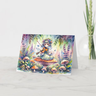 Sprookje Viola spelen op een paddenstoel magische  Kaart