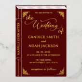 Sprookje Whimsical Book Hoesje Bourgondische bruil Folie Uitnodiging (Voorkant)