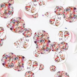 Sprookjes Eerste Verjaardag Betoverde Bloemige Wat Confetti