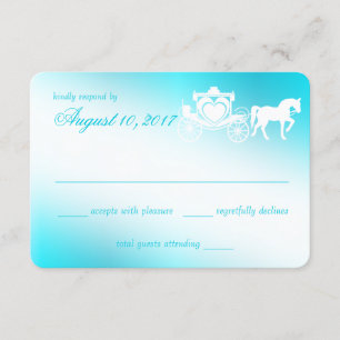 Sprookjes Koets Aqua Response Card RSVP Kaartje