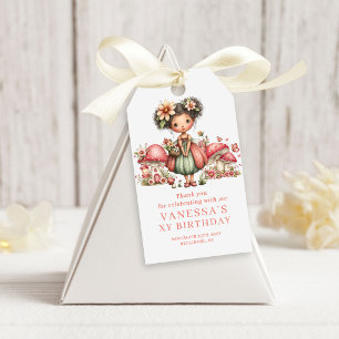 Sprookjes Paddenstoel 7e Verjaardag Roze Favoriet Cadeaulabel