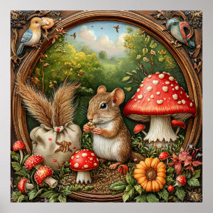 Sprookjesachtig Natuurtafereel Met Muis, Paddensto Poster