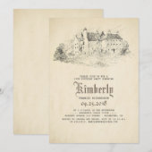 Sprookjesachtig oud kasteel verjaardagsfeest kaart (Voorkant / Achterkant)