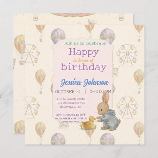 "Sprookjesachtig pretpark" Uitnodiging (Voorkant / Achterkant)