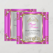 Sprookjesachtig Sweet 16 16e Verjaardag Heet Roze Kaart (Voorkant / Achterkant)