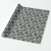 Sprookjesachtig Winter Woud Kerstboom Patroon Cadeaupapier (Uitgerold)