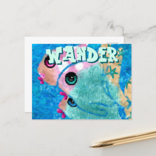 Sprookjesachtige Abstracte Vistrio Blauw Gepersona Briefkaart