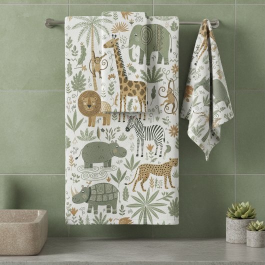 Sprookjesachtige Afrikaanse Dieren Patroon ID1263 Bad Handdoek