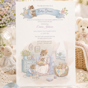 Sprookjesachtige Baby Shower Muizen Kaart