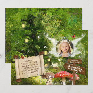 Sprookjesachtige betoverde bosfeest uitnodiging