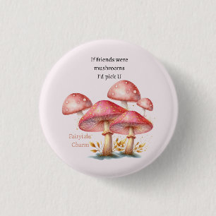 Sprookjesachtige Blush Betoverde Paddenstoelen Ronde Button 3,2 Cm