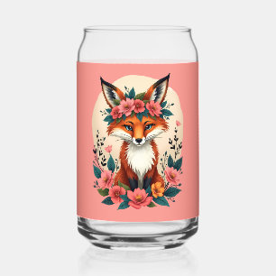 Sprookjesachtige Boho Vos met Bloemenkrans Bosland Blikvorm Glas