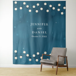 Sprookjesachtige Bokeh Slingerlampen Sluiers Bruil Wandkleed