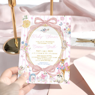 Sprookjesachtige Bosdieren Meisje Baby Shower Kaart