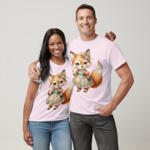 Sprookjesachtige Cottagecore Bloemige Pastel Vos T-shirt