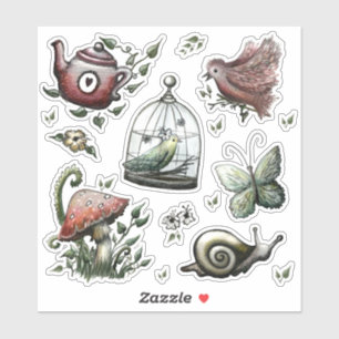 Sprookjesachtige Cottagecore Tuinstickers - Handge Sticker