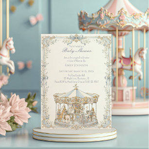 Sprookjesachtige Draaimolen Baby Shower Kaart