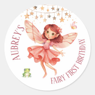 Sprookjesachtige Eerste Verjaardag van de Fee Ronde Sticker