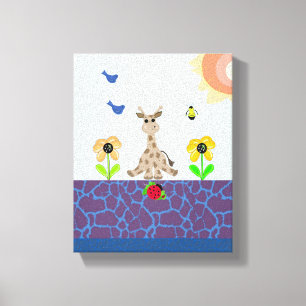 Sprookjesachtige Giraffe in Natuur Scene Canvas Afdruk