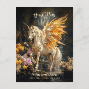 Sprookjesachtige Golden Forest Unicorn Fantasy Briefkaart