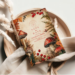 Sprookjesachtige Herfstbos Romantische Bruiloft Save The Date