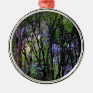 Sprookjesachtige Lichten Surrealistisch Bos Metalen Ornament
