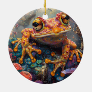 Sprookjesachtige magische kikker keramisch ornament