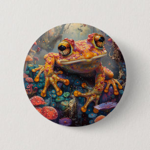 Sprookjesachtige magische kikker ronde button 5,7 cm