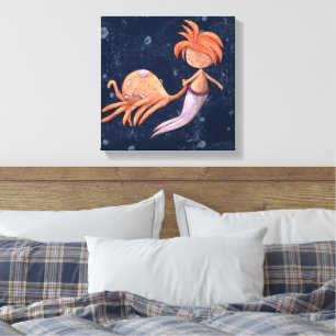 Sprookjesachtige Octopus Meermin Canvas Afdruk