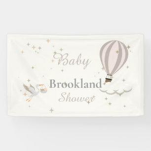 Sprookjesachtige Ooievaar & Heet Luchtballon Baby Spandoek