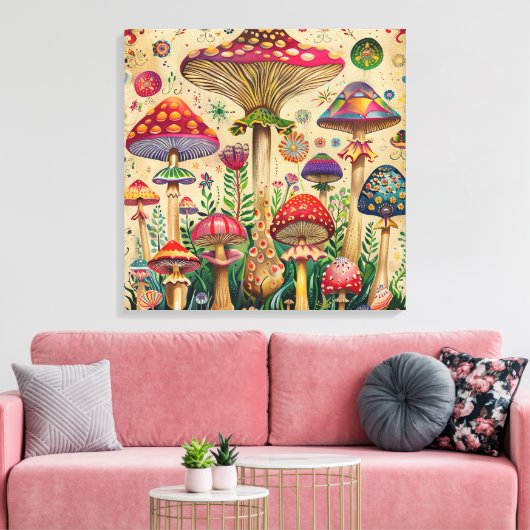 Sprookjesachtige paddenstoelen canvas afdruk (Insitu (Woonkamer))